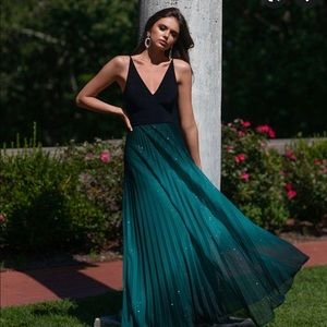 Betsy & Adam Pleated Glitter-Skirt Dress